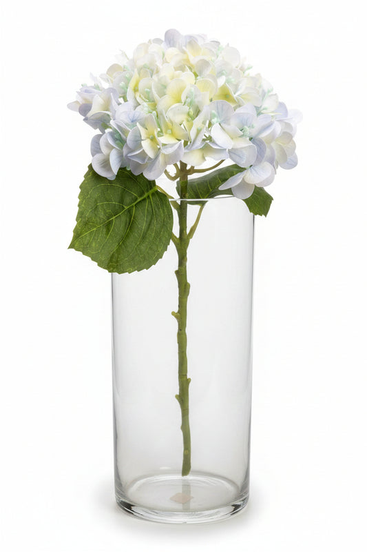 Artificial hydrangea long-stem silk floral. 20.8" Real touch with detachable stem.