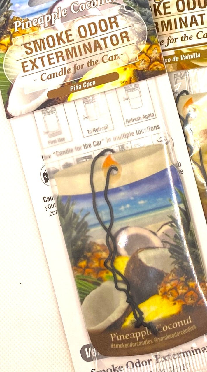 Car Fragrance Hanging "Smoke Odor Eliminator". A candle for your car.