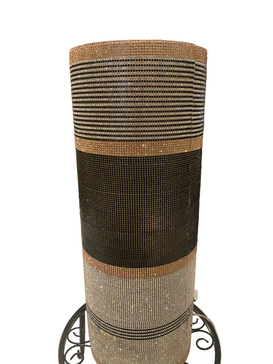 Decorative crystal rhinestone vase in silver, black and champagne color is 15" tall