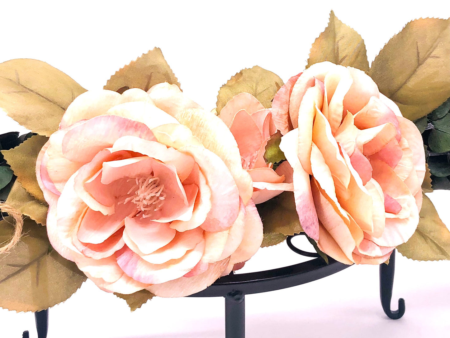 Real Eucalyptus Wall Hanging Swag with Large Rose (32" width).