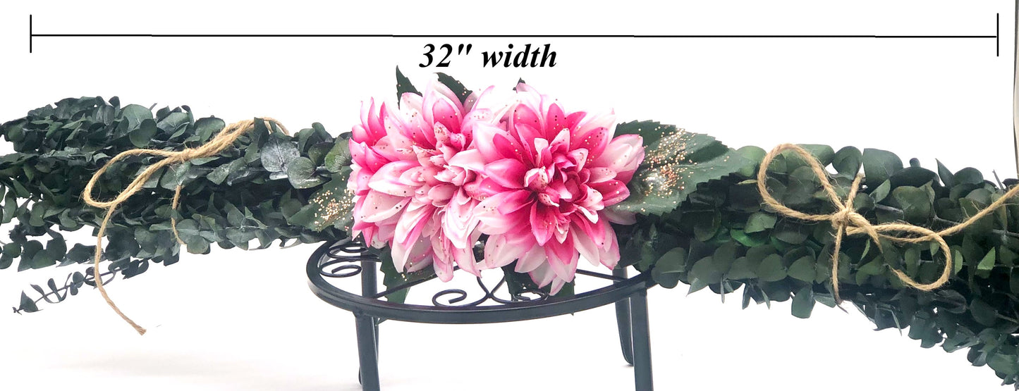 Pink Bling Eucalyptus Swag (32" width), Eco-friendly wall hanging design that makes your room smell great.