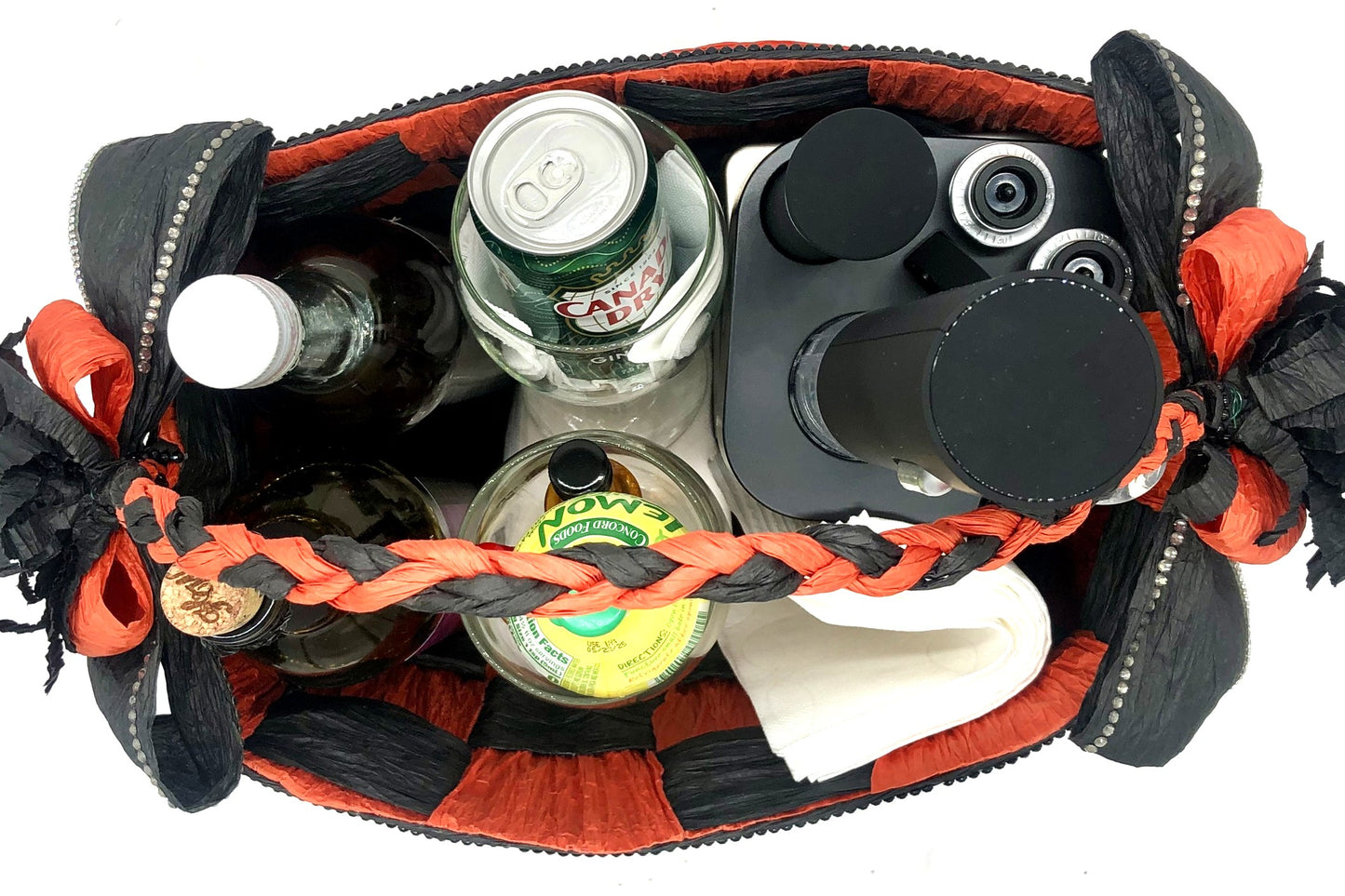 Red Hand-Woven Storage Basket - Eco-friendly (made with twisted raffia paper).