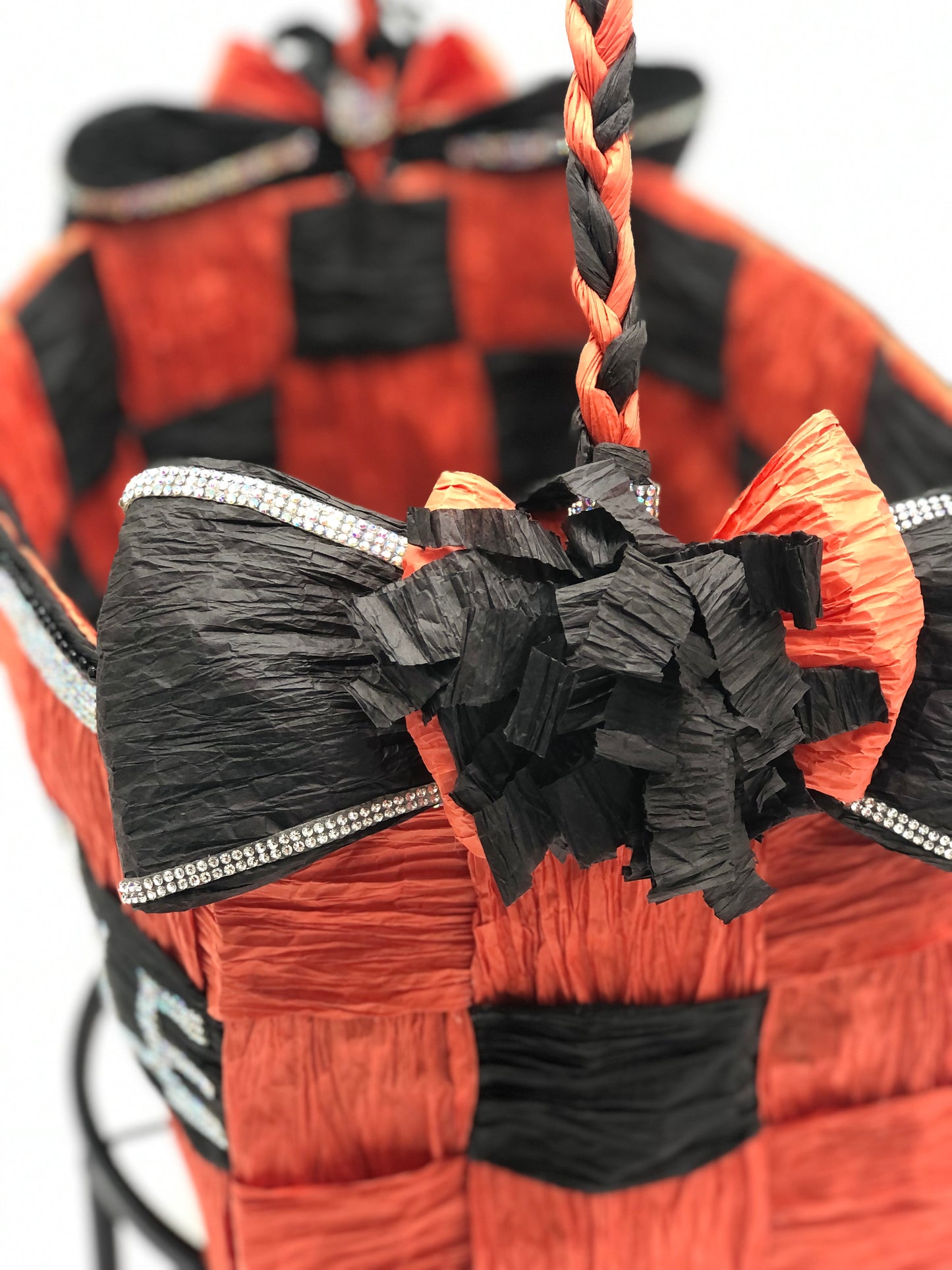 Red Hand-Woven Storage Basket - Eco-friendly (made with twisted raffia paper).