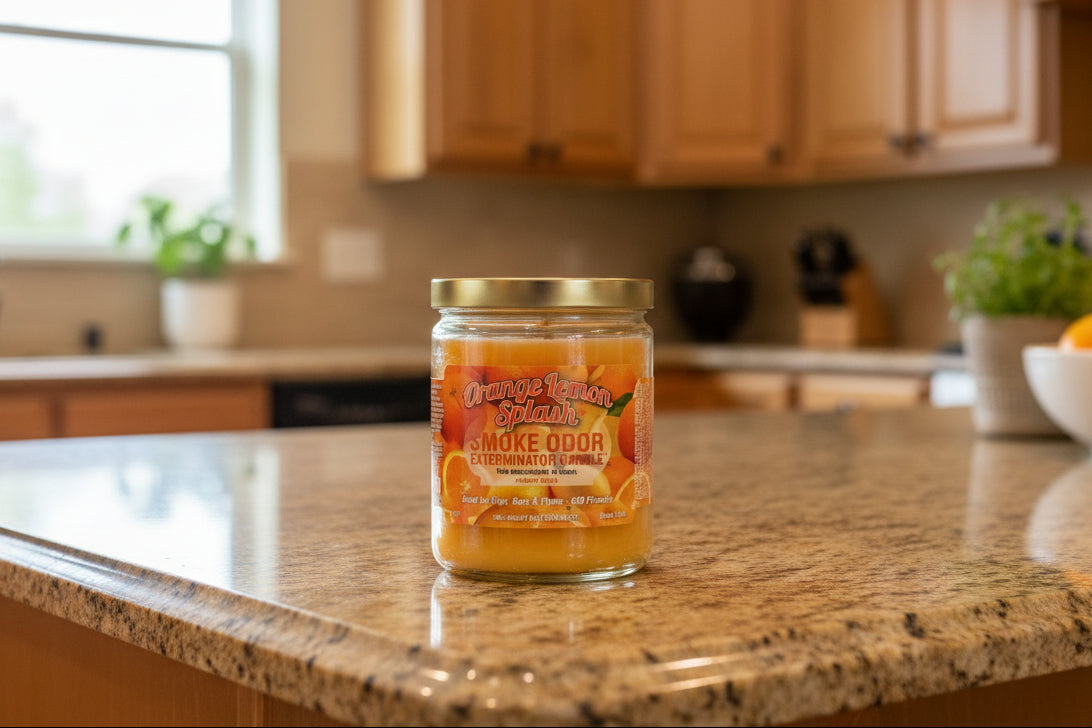 Orange Lemon Splash Fragrant Candles - Even if you don't "Smoke Odor Exterminator" home fragrance candles provides great smell all day long. Lasts up to 70 hours.
