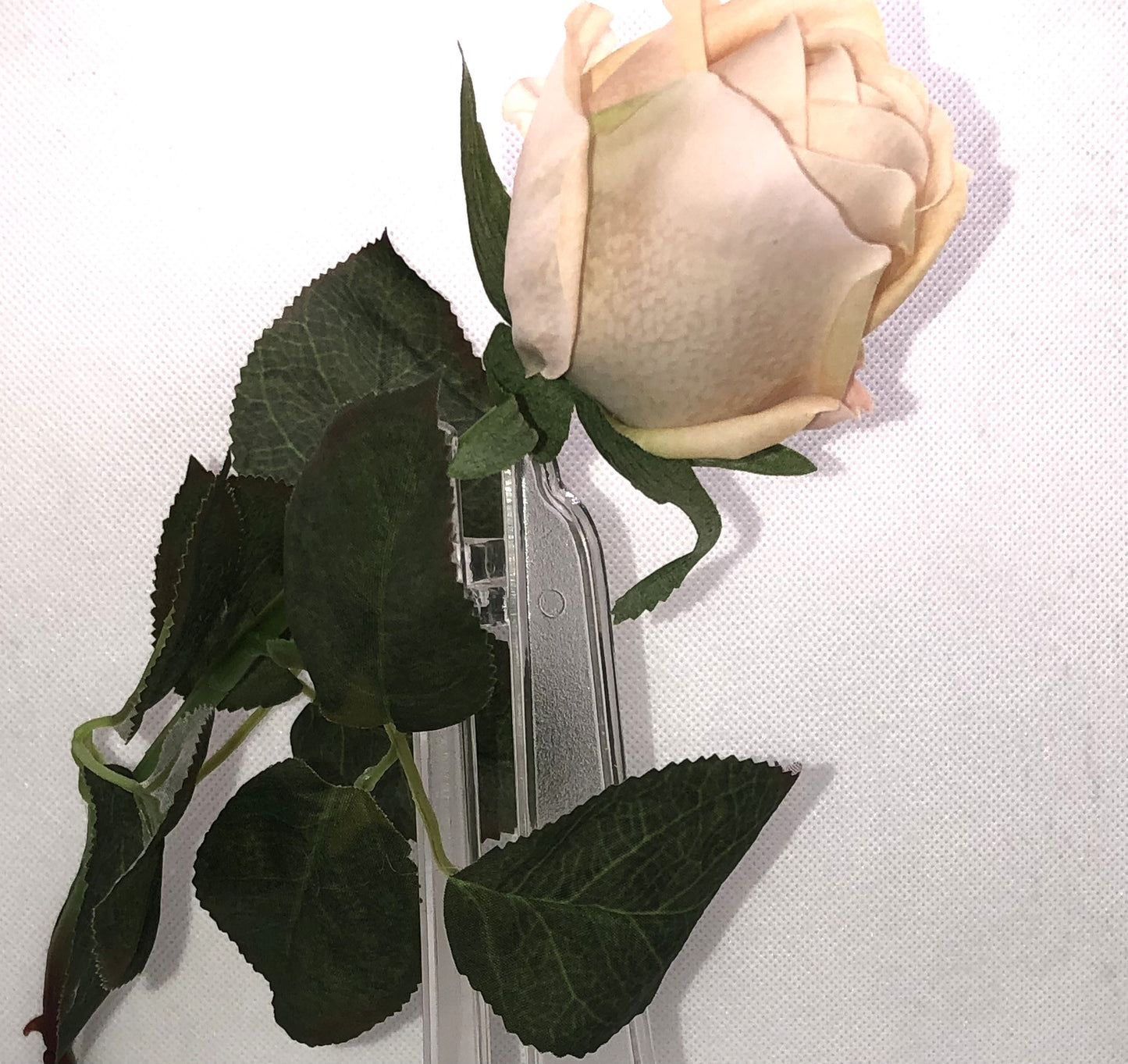 Artificial Rose Long-stem bouquet with silk flowers and green leaves are 24" tall.