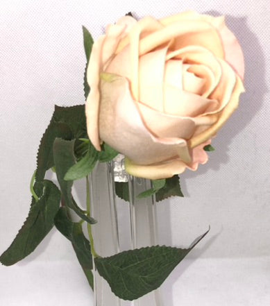 Artificial Rose Long-stem bouquet with silk flowers and green leaves are 24" tall.