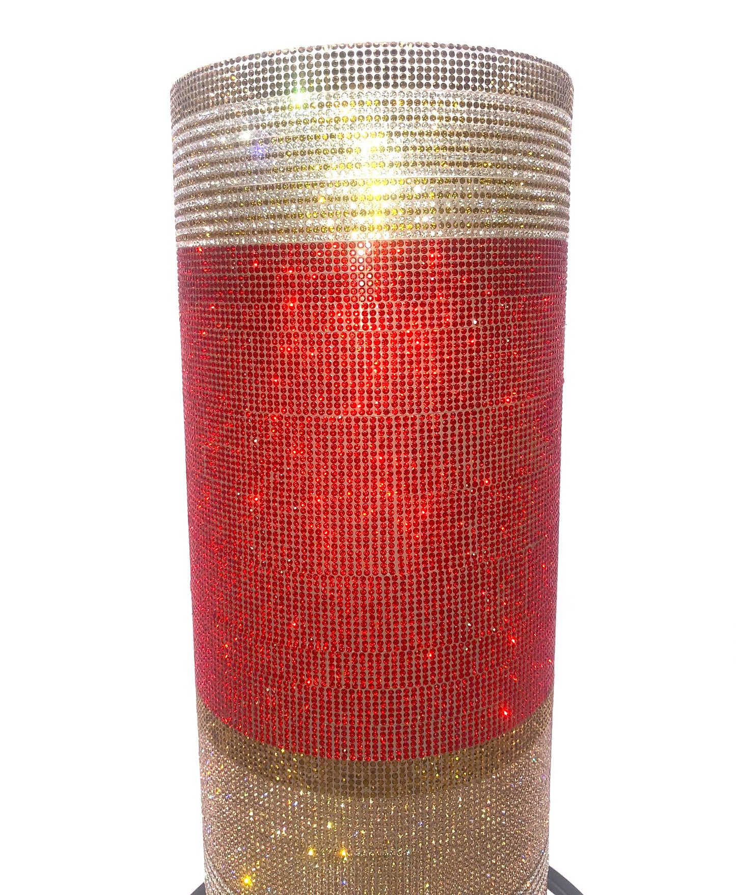 Decorative crystal rhinestone vase in red and gold glittery finish elegantly designed for your home decor by bling-it-werks.com
