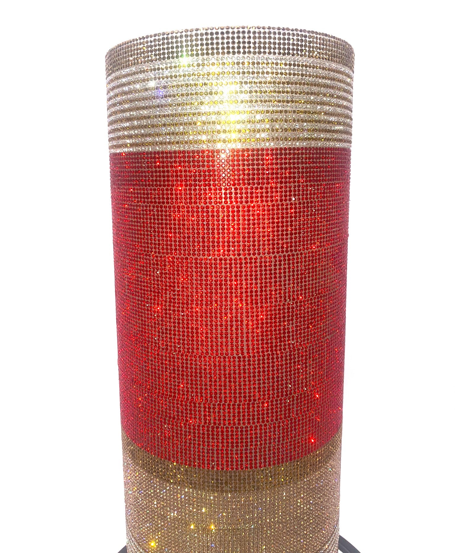 Decorative crystal rhinestone vase in red and gold glittery finish elegantly designed for your home decor by bling-it-werks.com