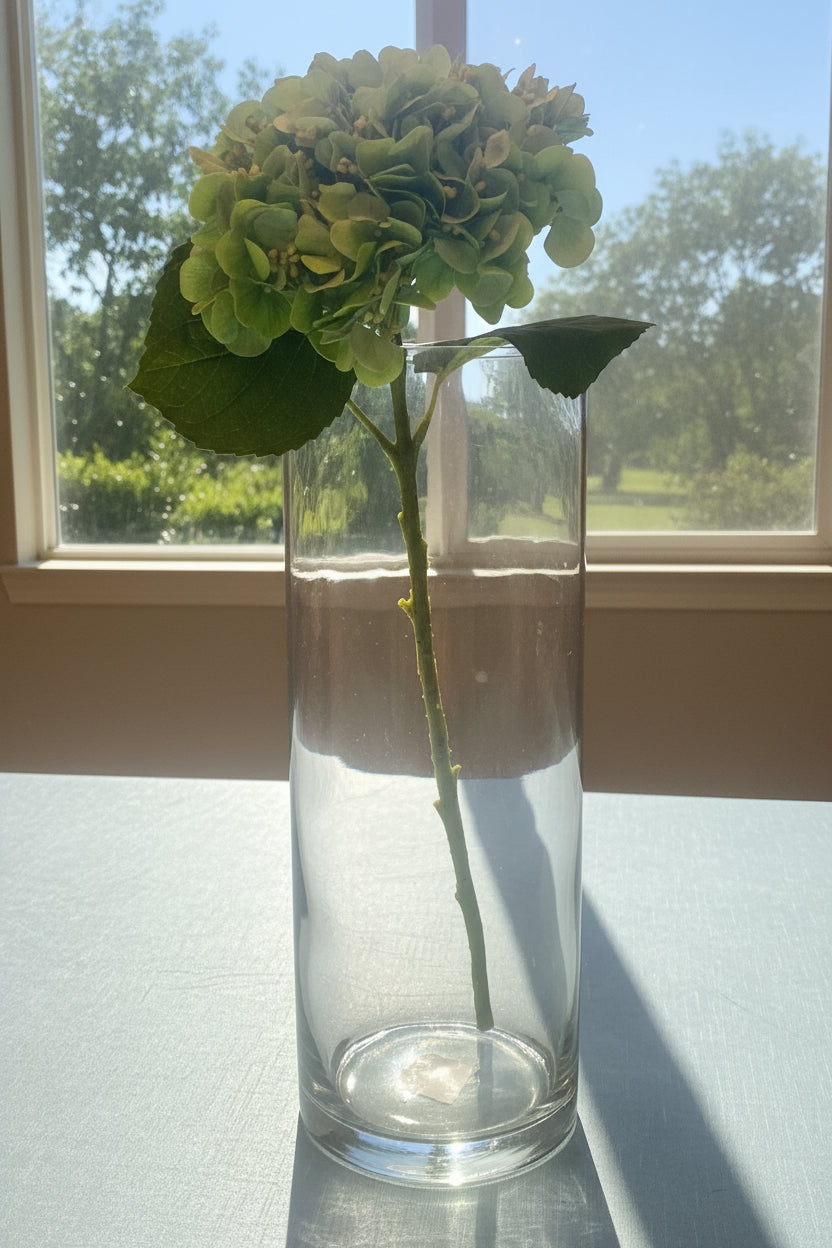Artificial hydrangea long-stem silk floral. 20.8" Real touch with detachable stem.