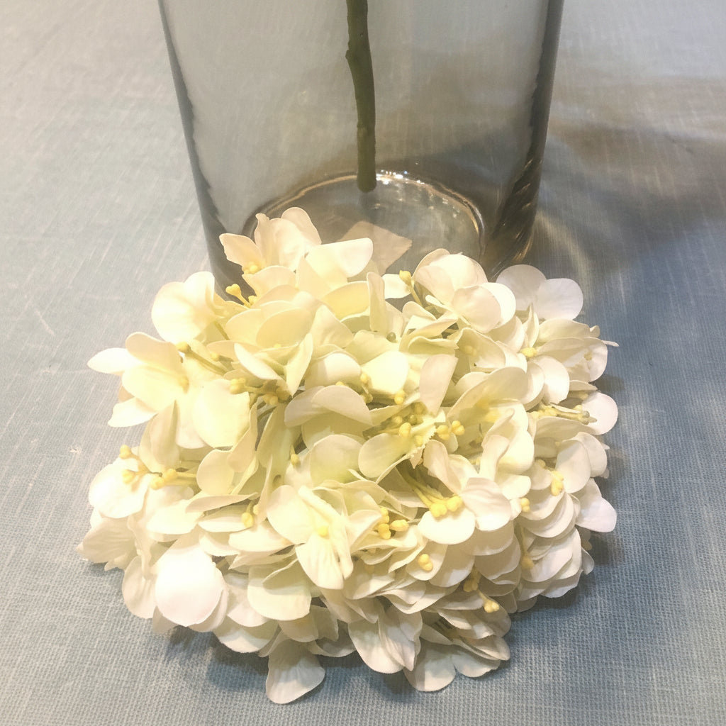 Artificial hydrangea long-stem silk floral. 20.8" Real touch with detachable stem.